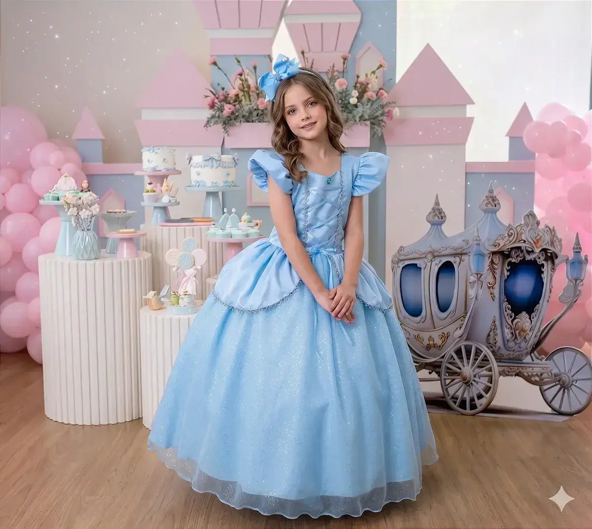 Fantasia vestido longo princesa azul, foto 2