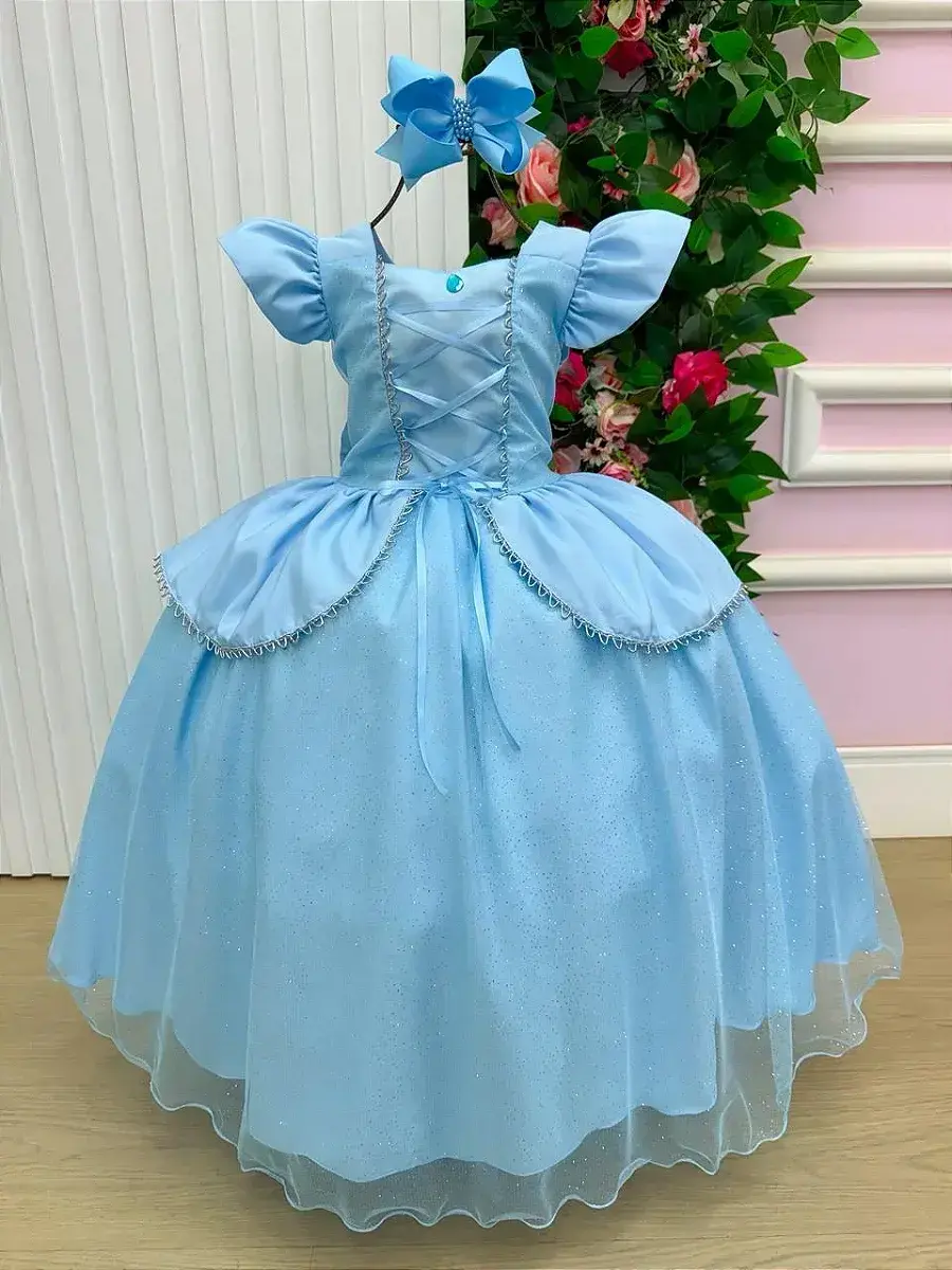 Fantasia vestido longo princesa azul, foto 3