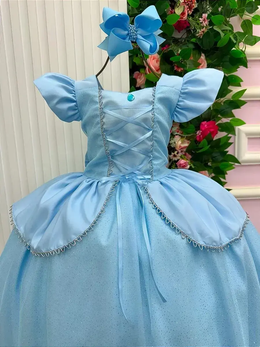 Fantasia vestido longo princesa azul, foto 4