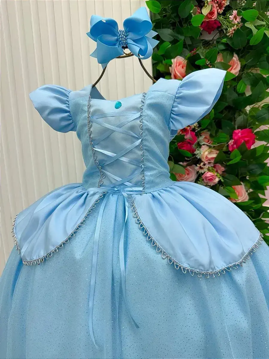 Fantasia vestido longo princesa azul, foto 5