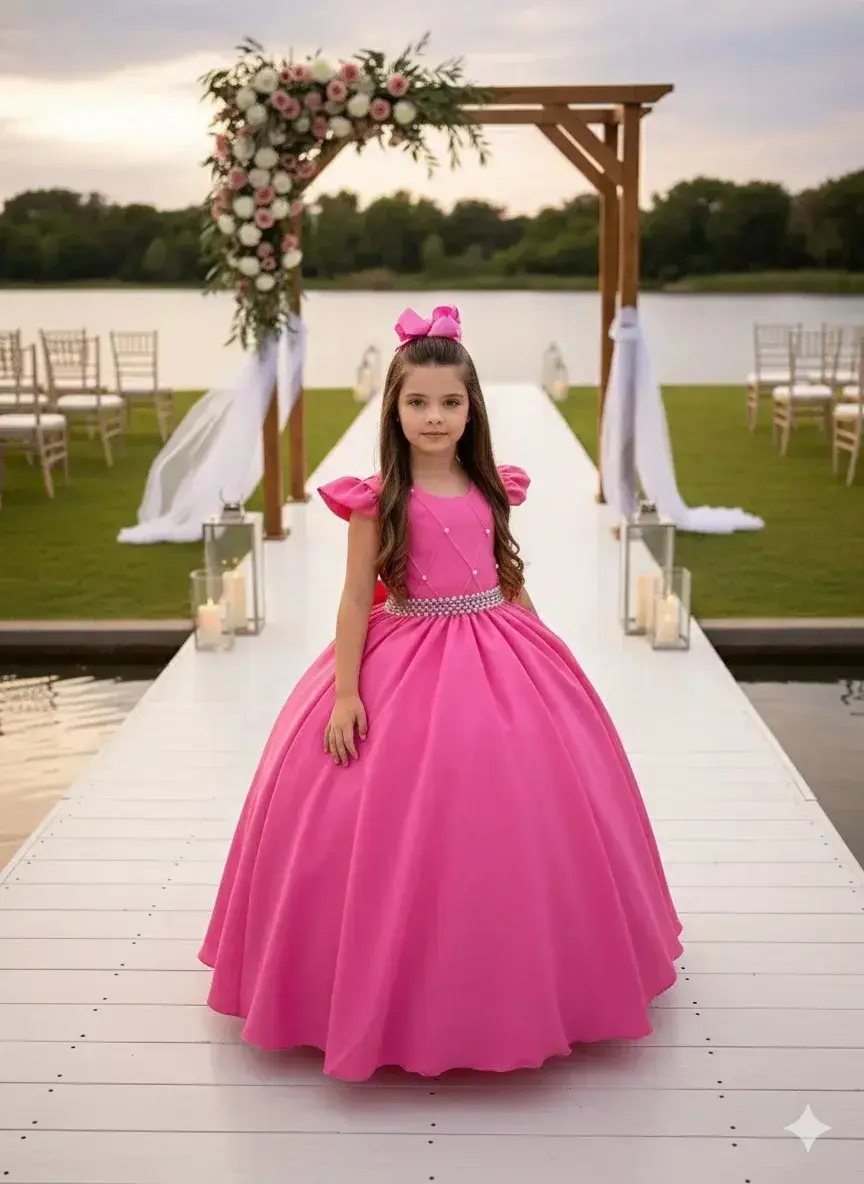 Vestido ariane longo rosa chiclete