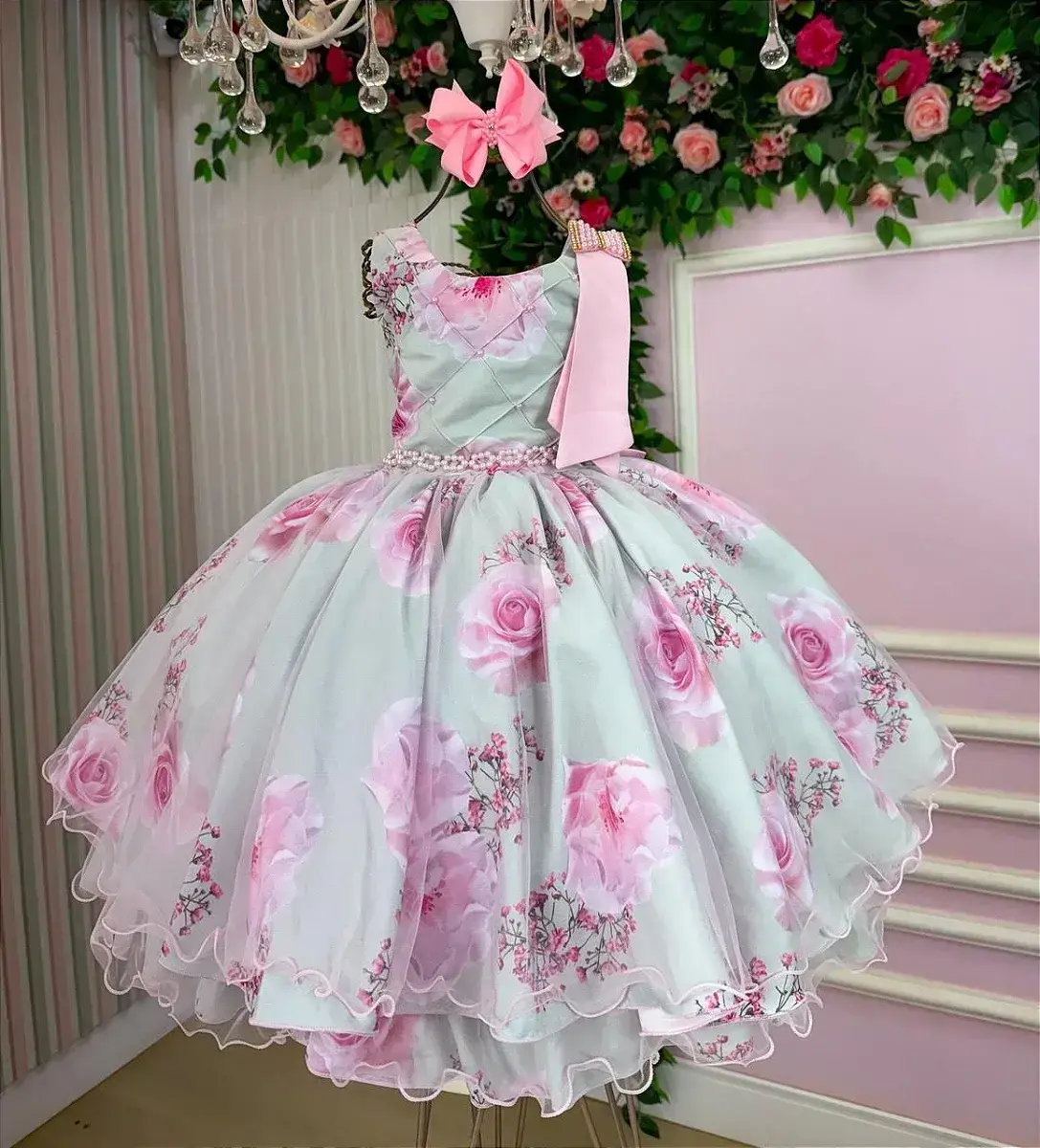 Vestido celina florido verde claro