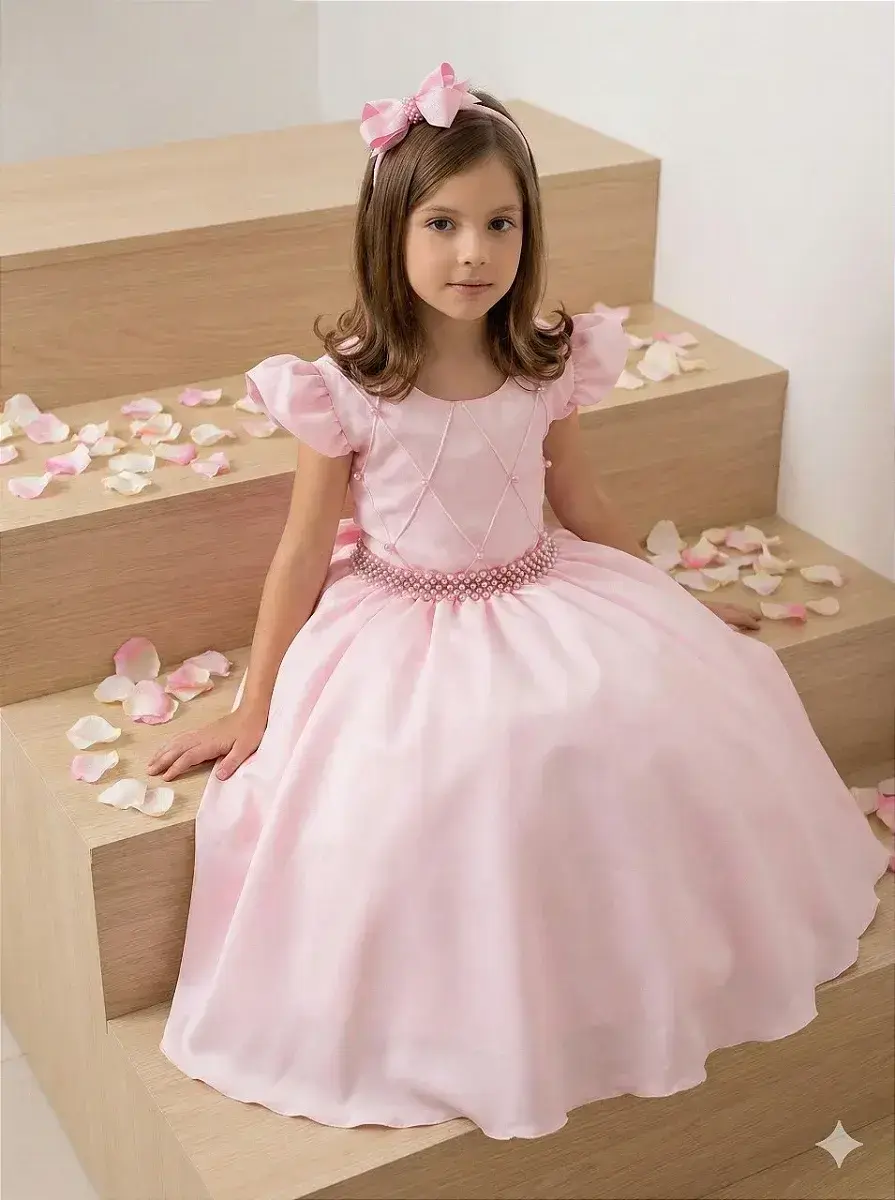 Vestido ariane longo rosa