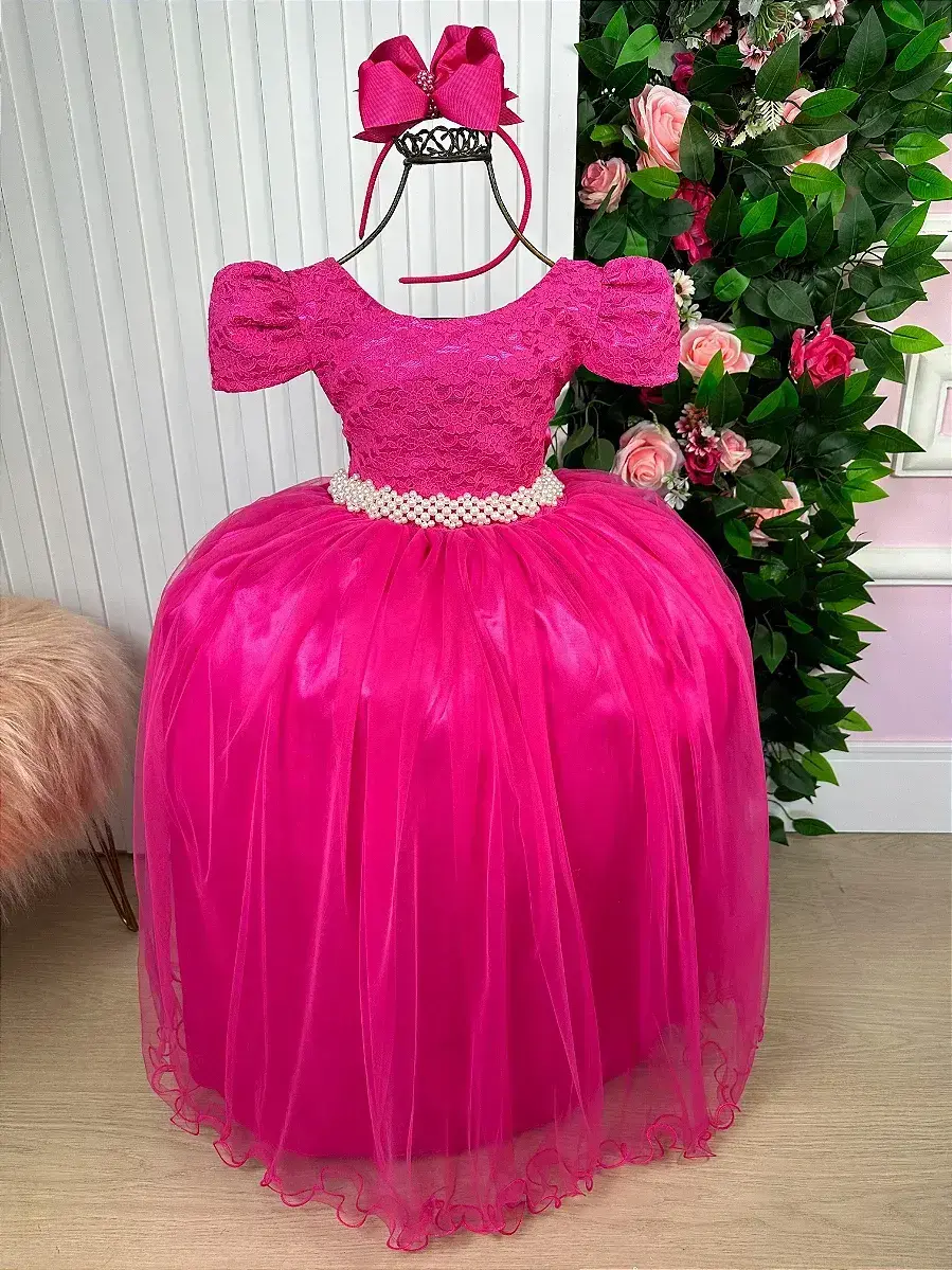 Vestido laura longo pink rendado, foto 2