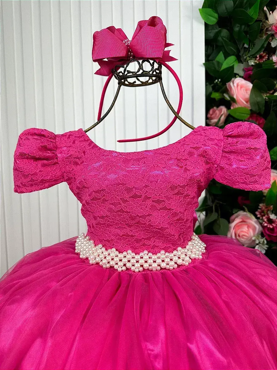 Vestido laura longo pink rendado, foto 3