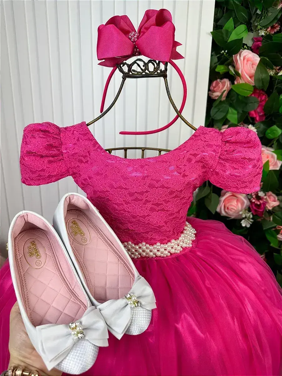 Vestido laura longo pink rendado, foto 6
