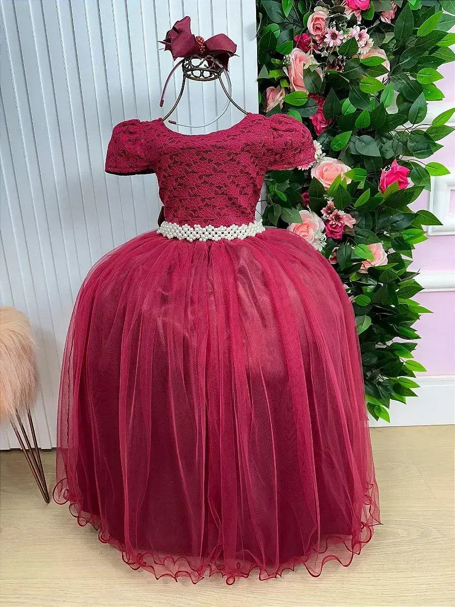 Vestido longo laura peito rendado marsala, foto 2