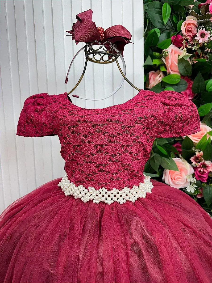 Vestido longo laura peito rendado marsala, foto 3