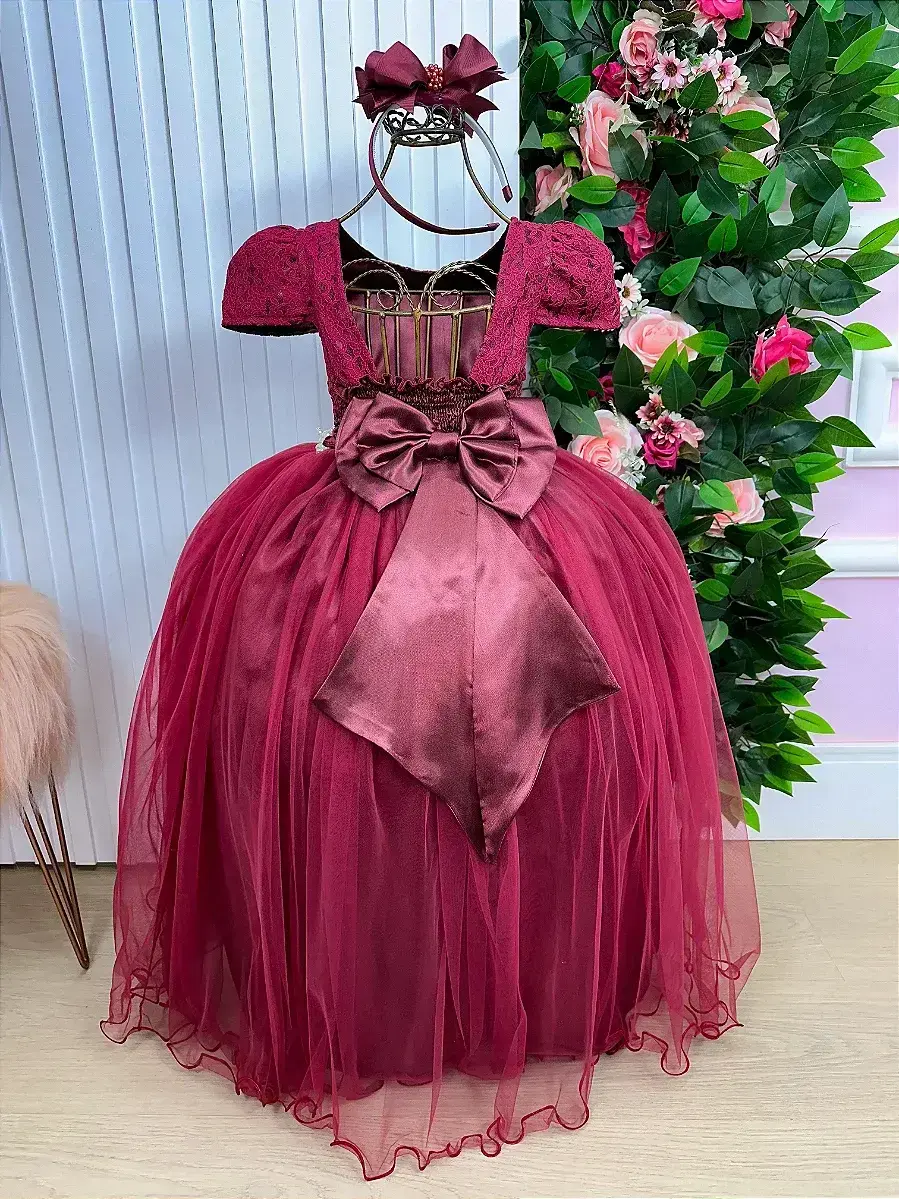 Vestido longo laura peito rendado marsala, foto 5