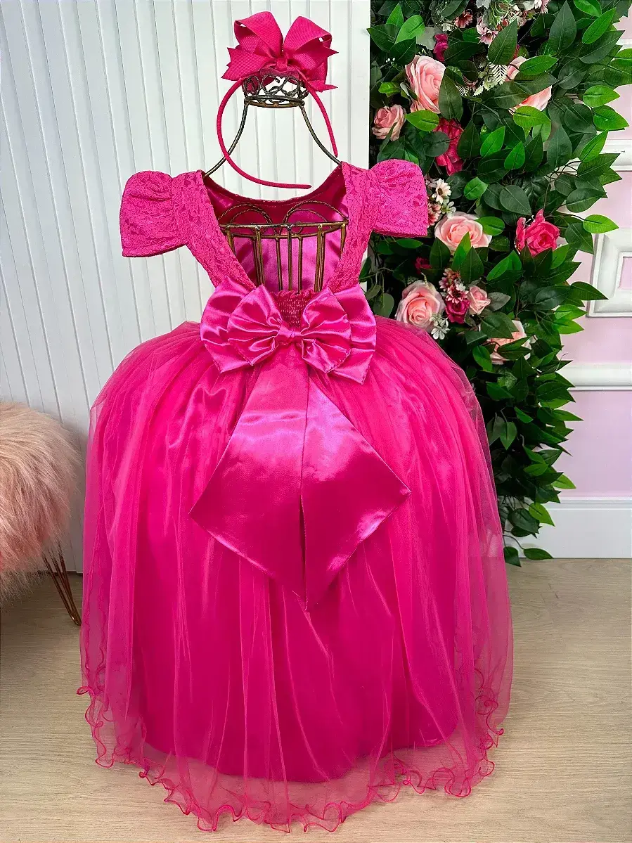 Vestido laura longo pink rendado, foto 7