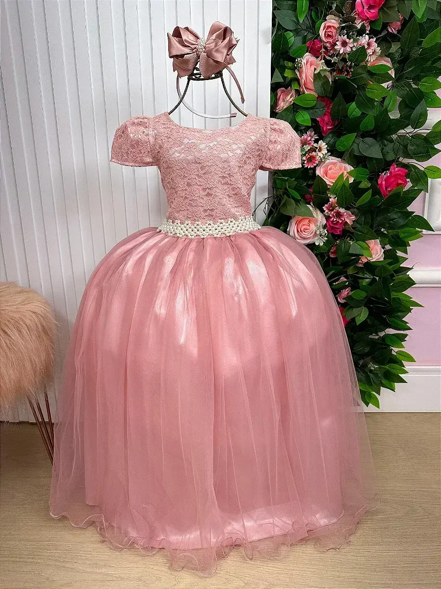 Vestido longo laura rose rendado, foto 2