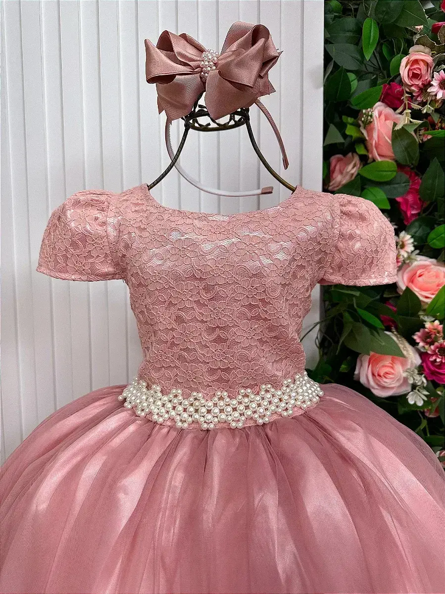 Vestido longo laura rose rendado, foto 3