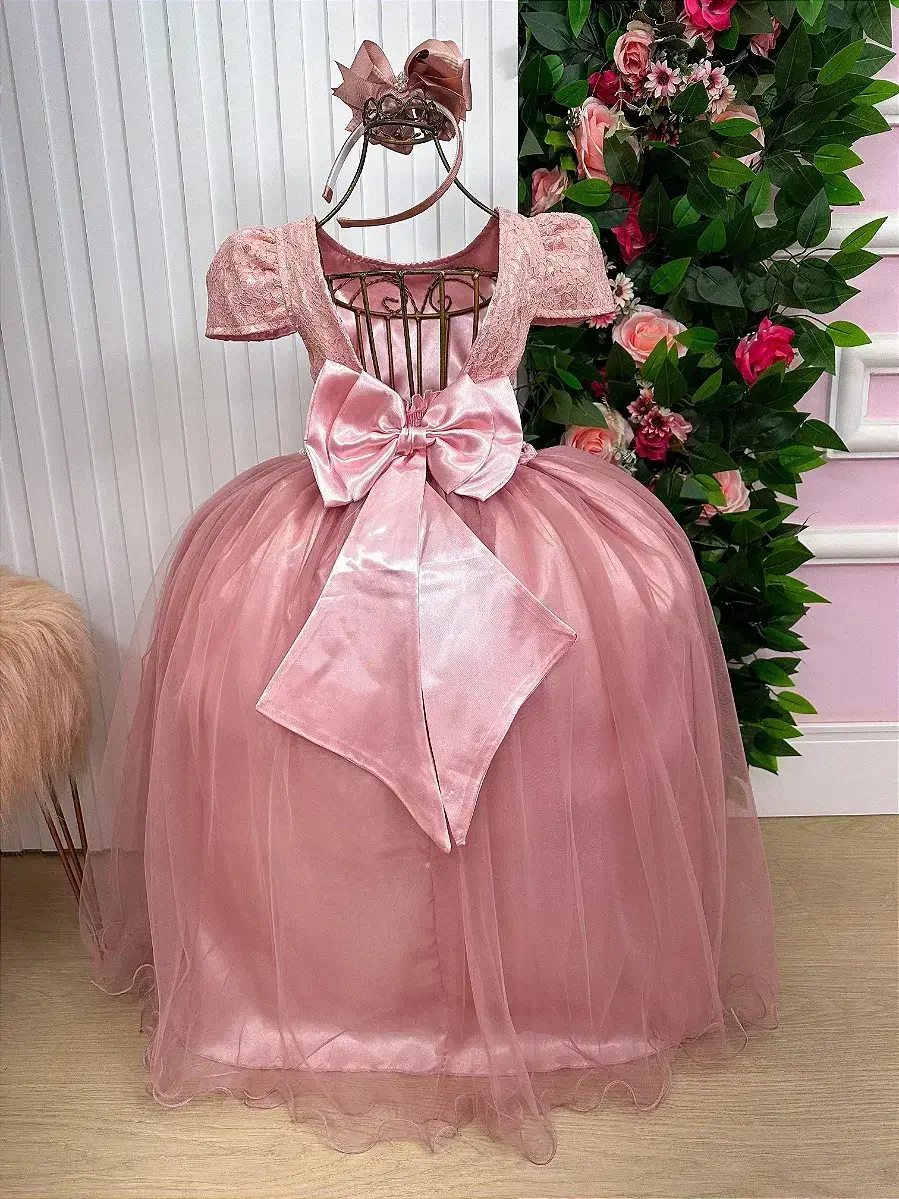 Vestido longo laura rose rendado, foto 5