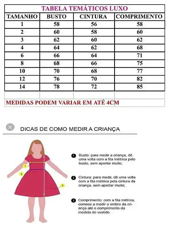 Guia de tamanhos