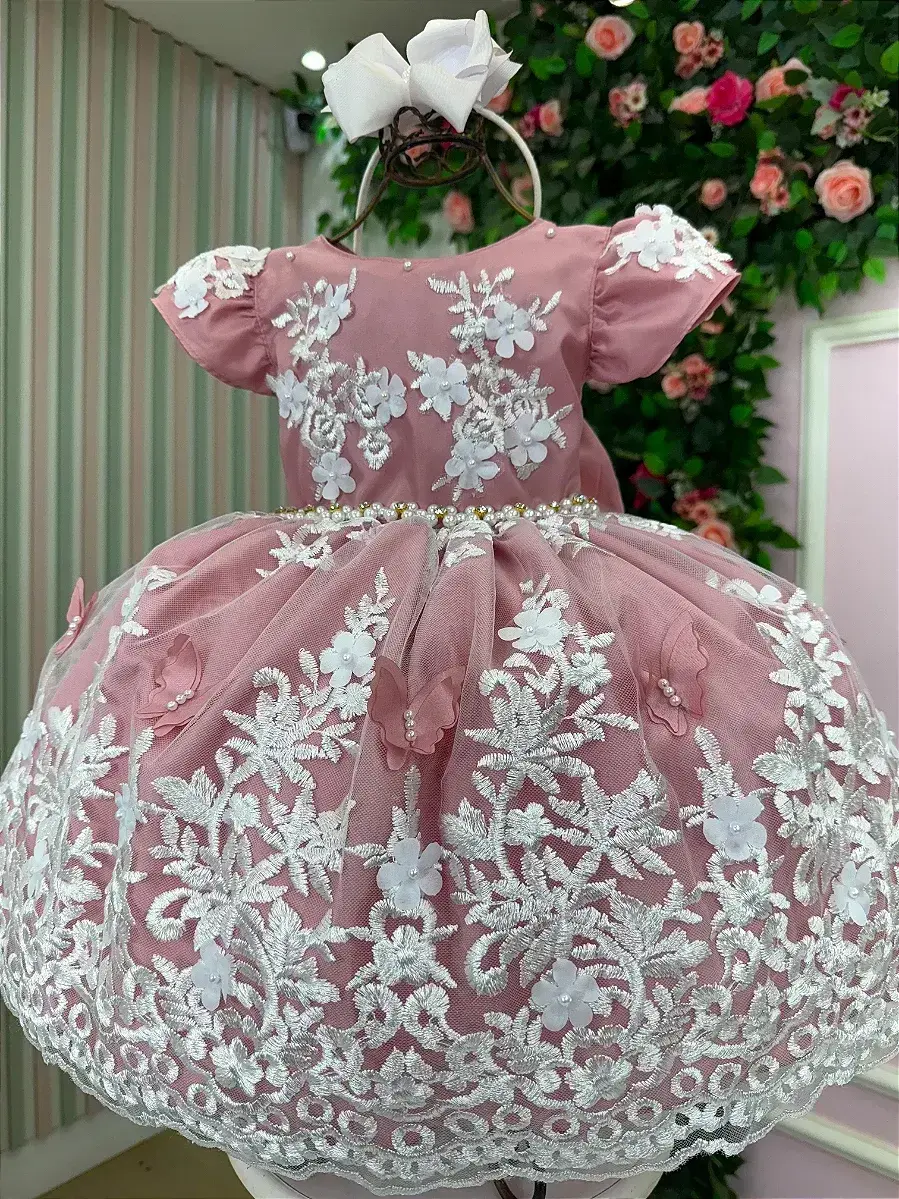 Vestido jardim encantado realeza rose renda branca, foto 2