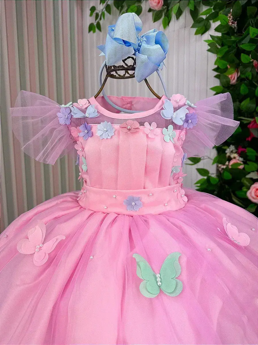 Vestido jardim encantado isis luxinho rosa, foto 5