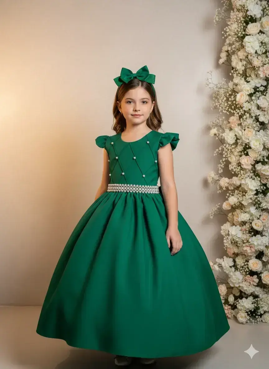 Vestido ariane longo verde bandeira