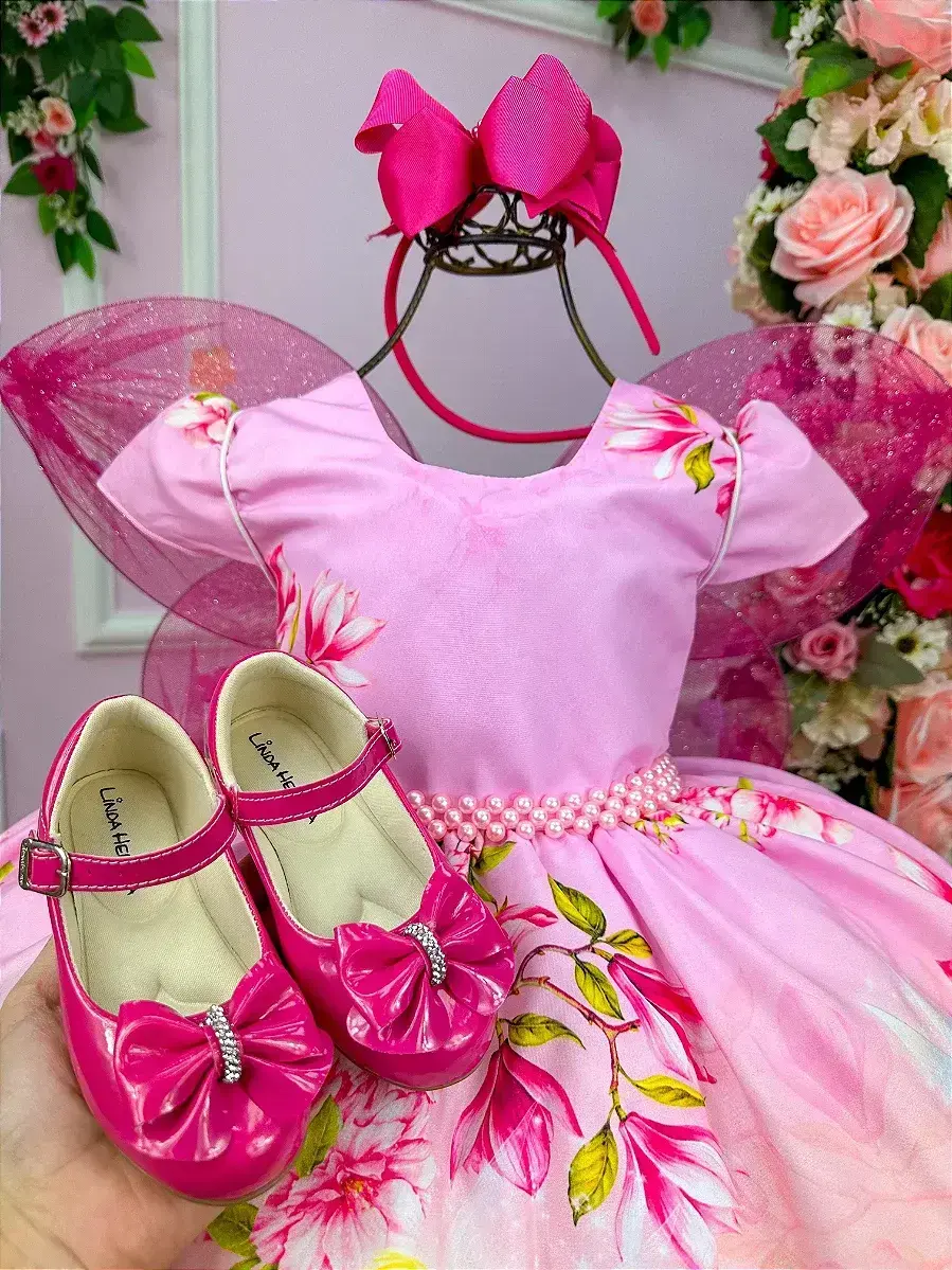 Vestido festa fadas tinker bell rosa, foto 2