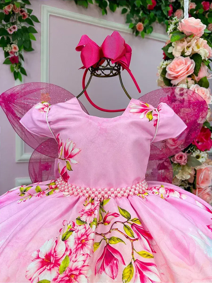 Vestido festa fadas tinker bell rosa, foto 3