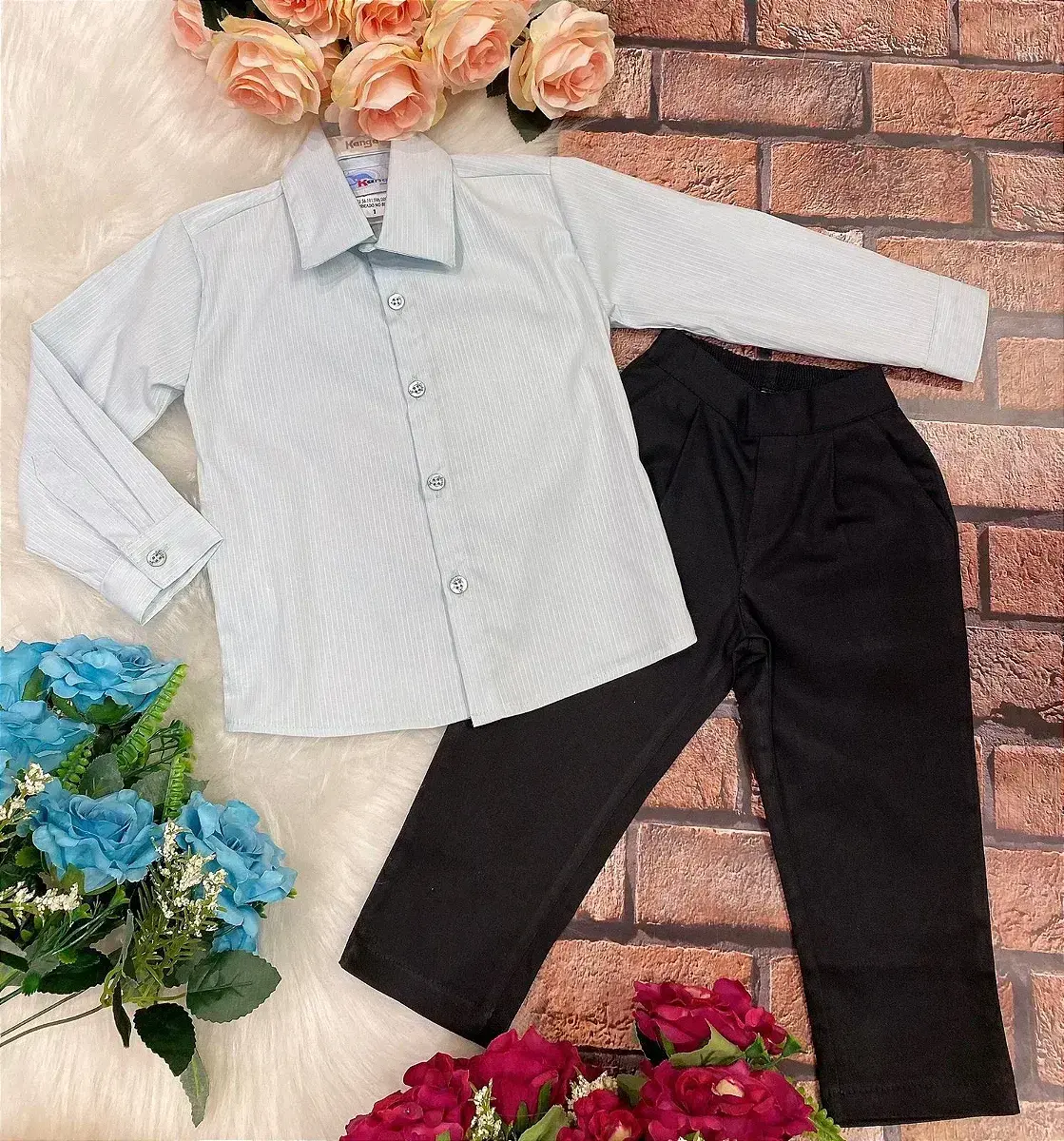 Conjunto social verde calça preta