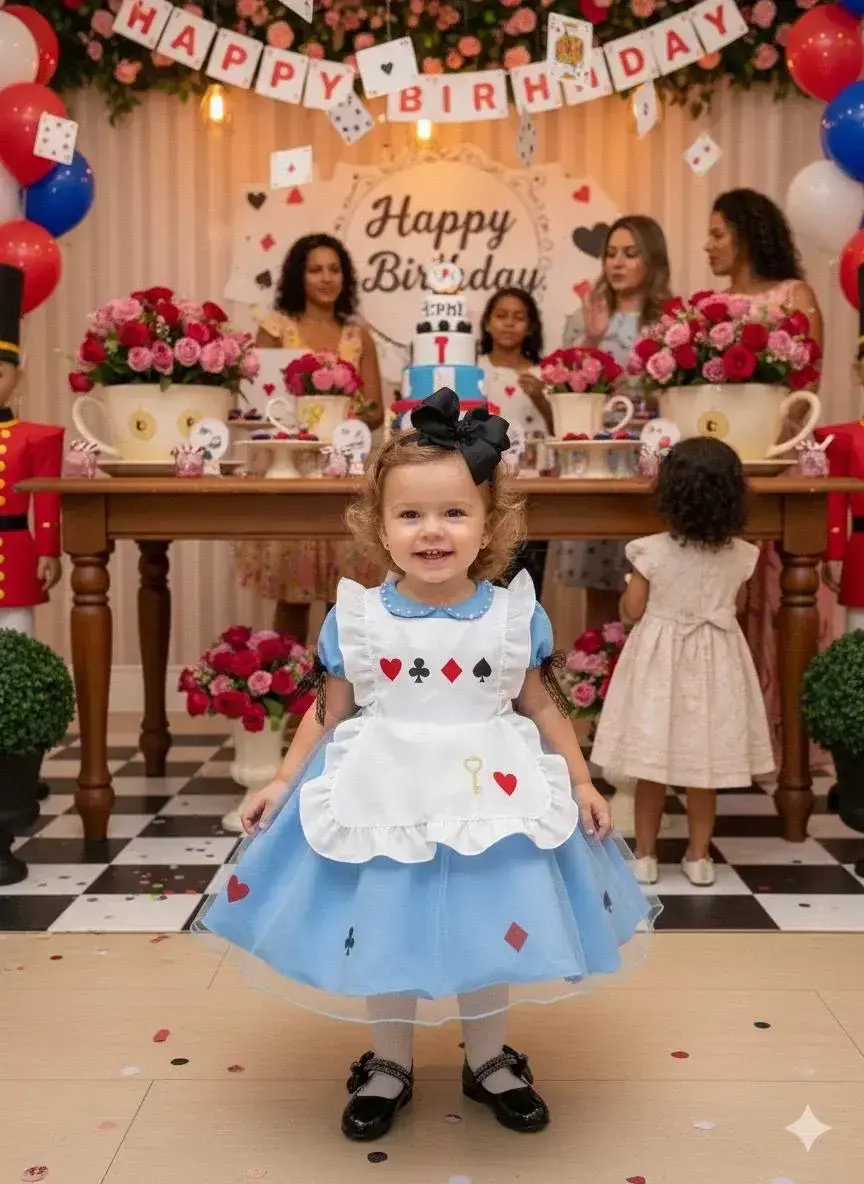 Vestido alice no pais das maravilhas