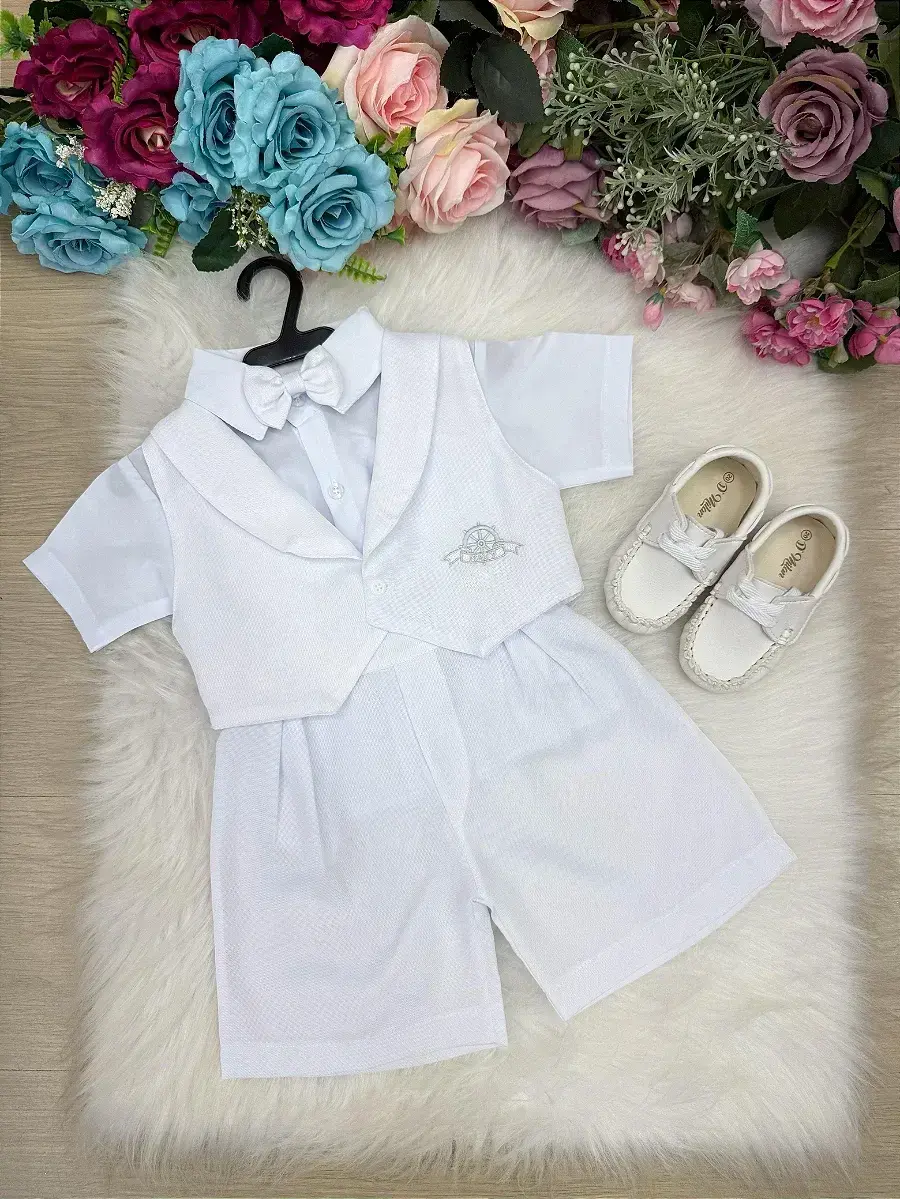 Conjunto bebe felipe shorts branco