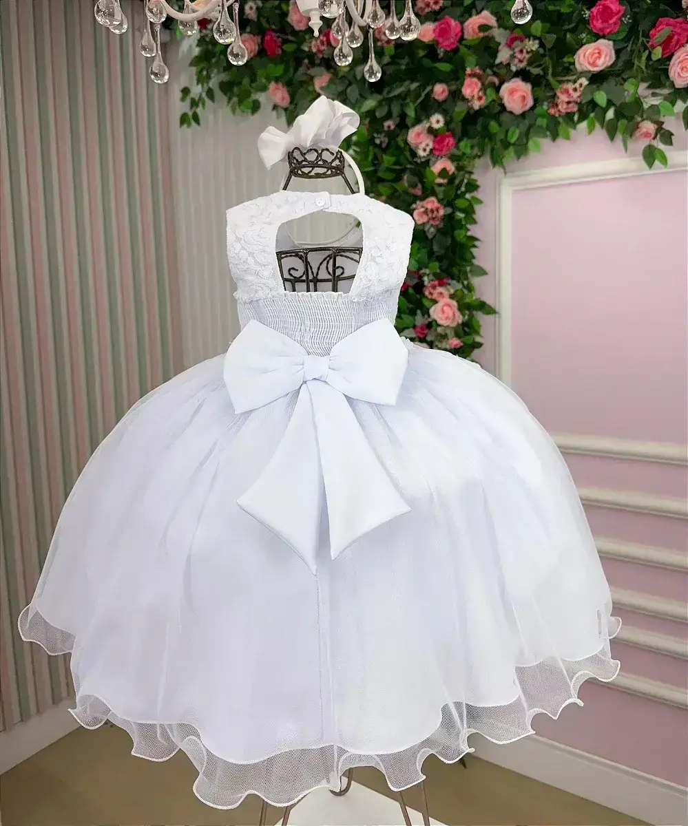 Vestido bebe sarah flores branco, foto 4