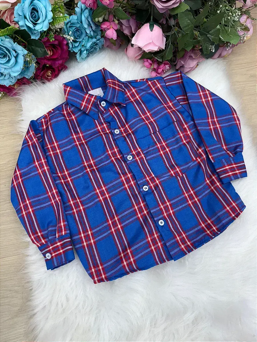 Camisa xadrez junina juliano azul royal, foto 2