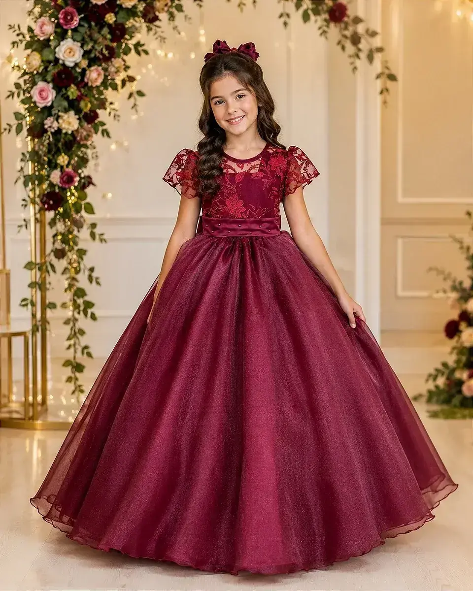 Vestido mariza longo marsala