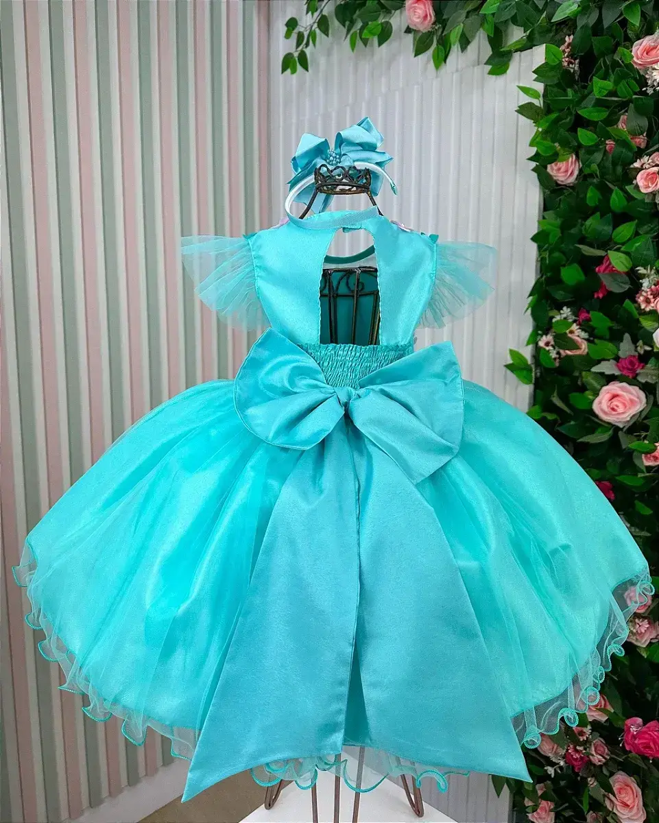Vestido jardim encantado isis luxinho verde tiffany, foto 7