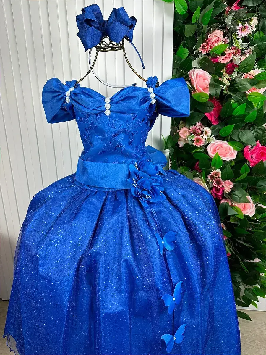 Vestido longo manga princesa azul royal, foto 2