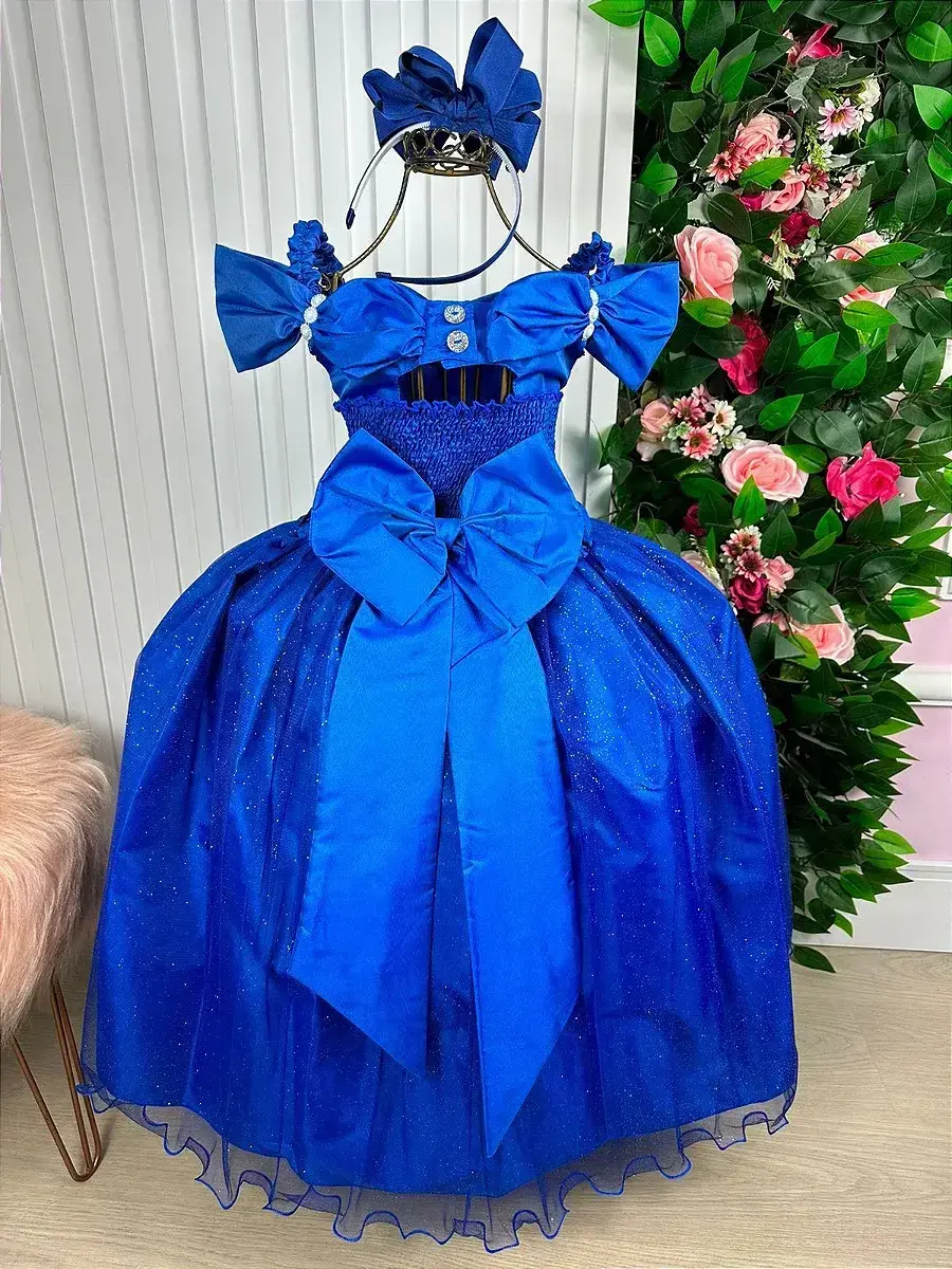 Vestido longo manga princesa azul royal, foto 5
