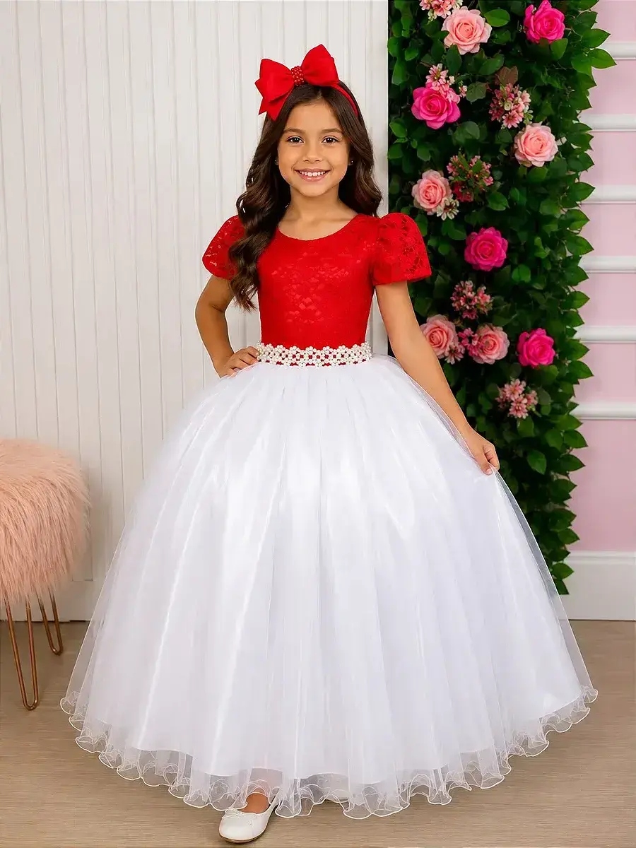 Vestido longo mari peito vermelho