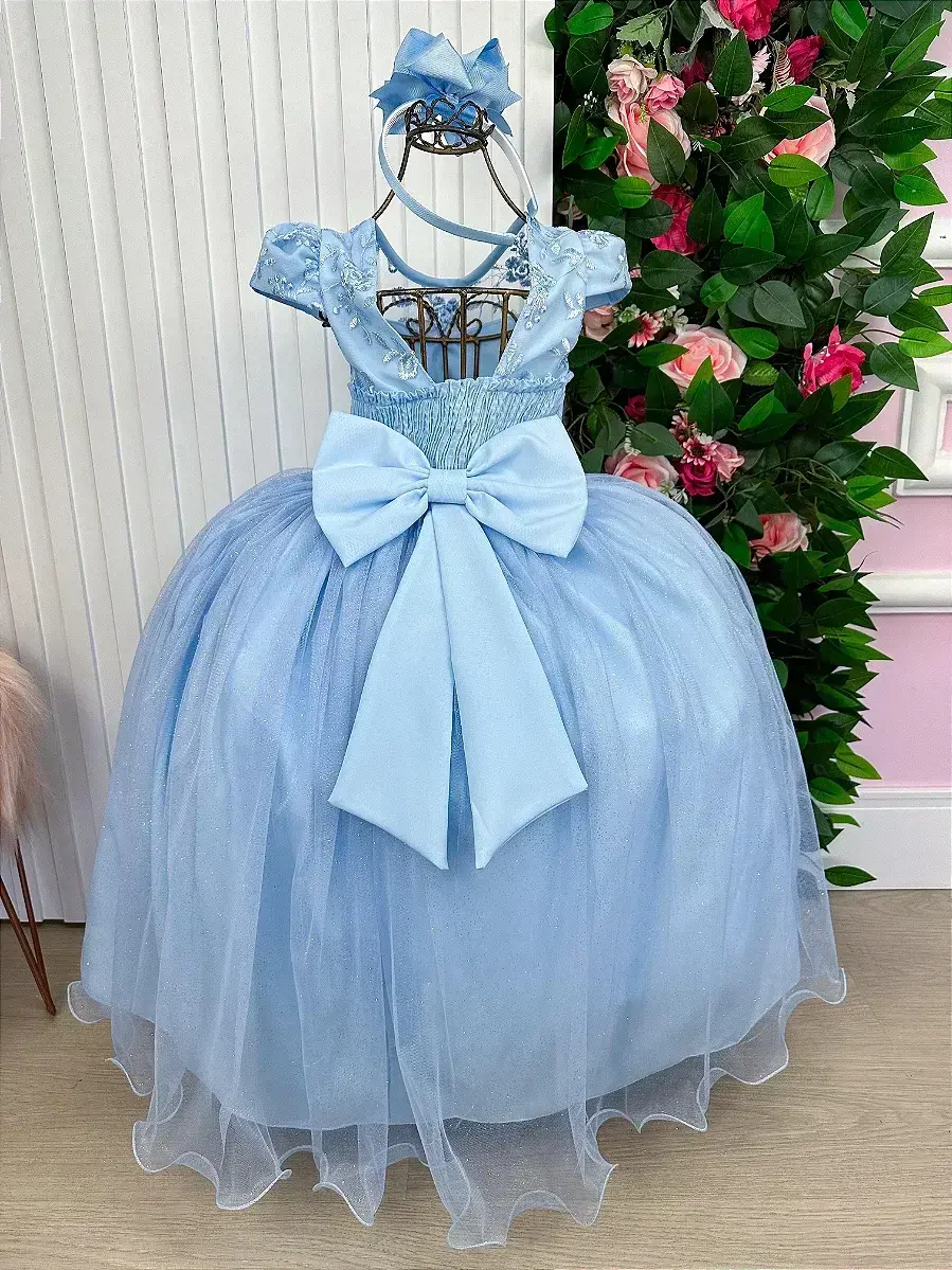 Vestido longo jardim encantado borboletas azul, foto 4