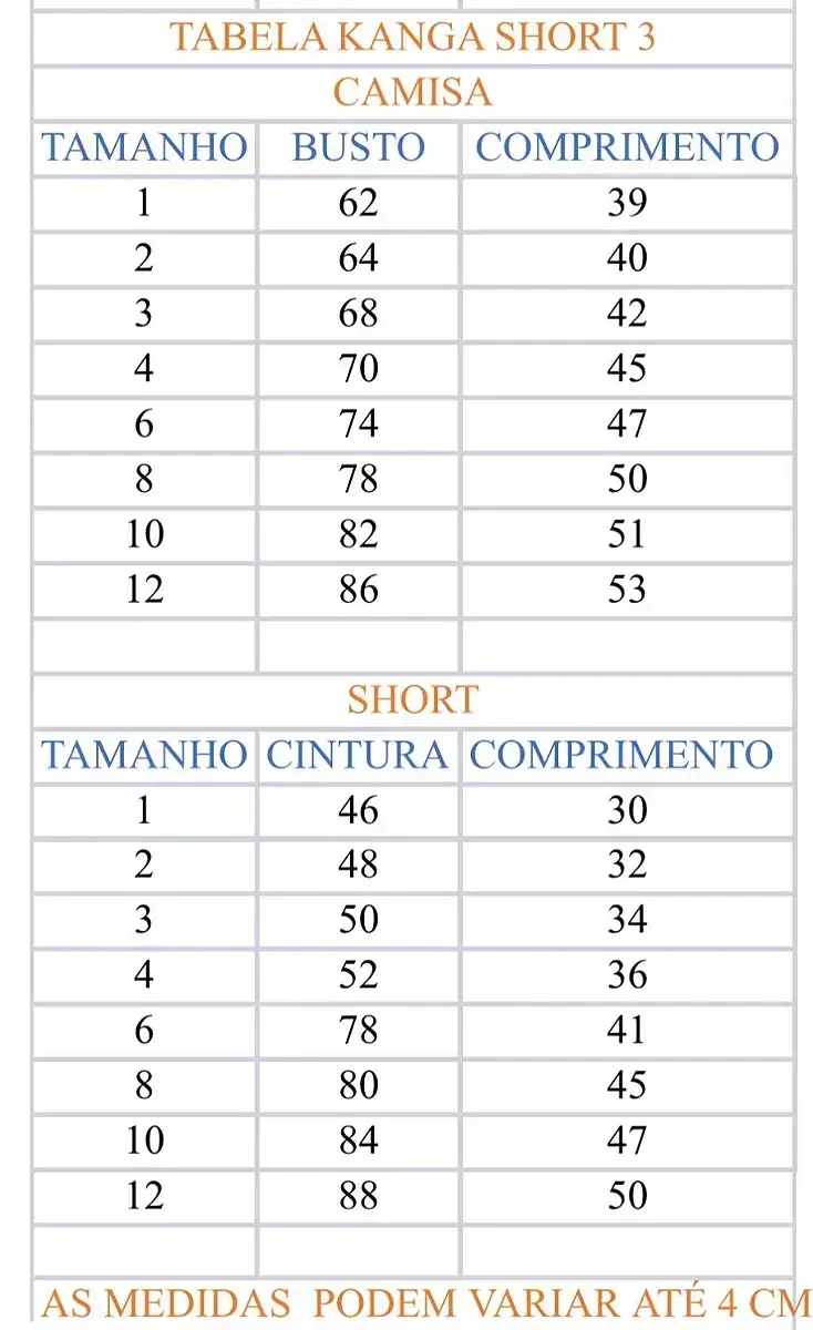 Guia de tamanhos