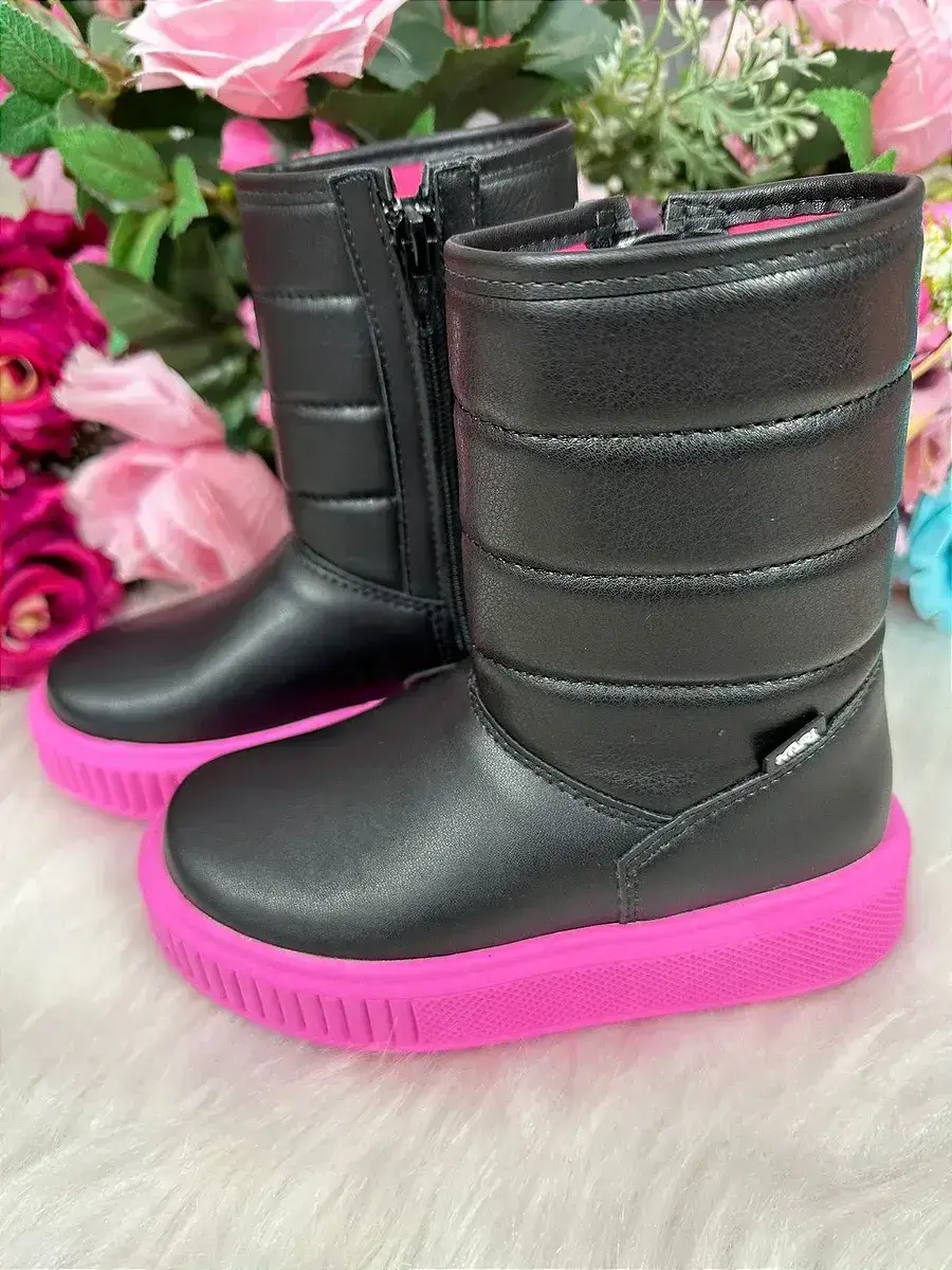 Bota nilqi puff preto pink, foto 3