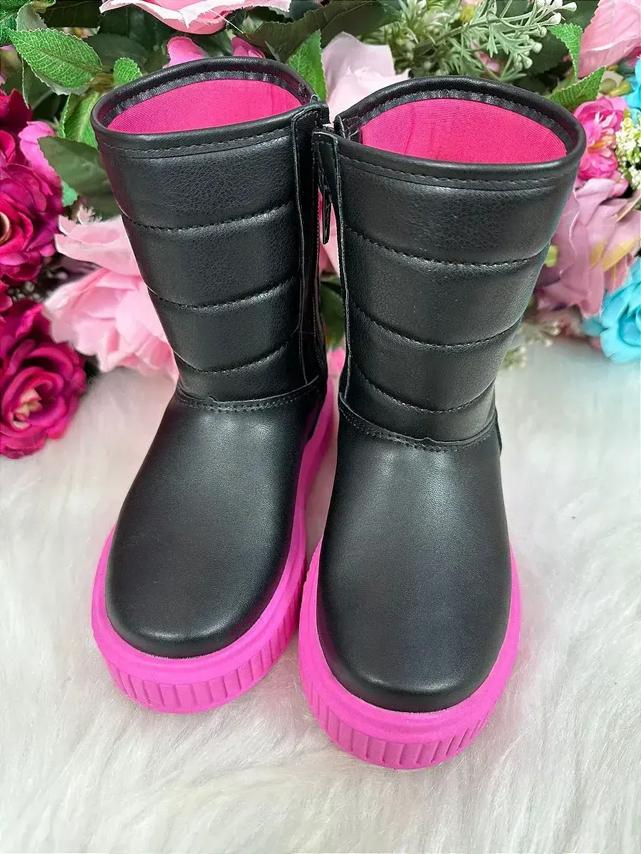 Bota nilqi puff preto pink, foto 5