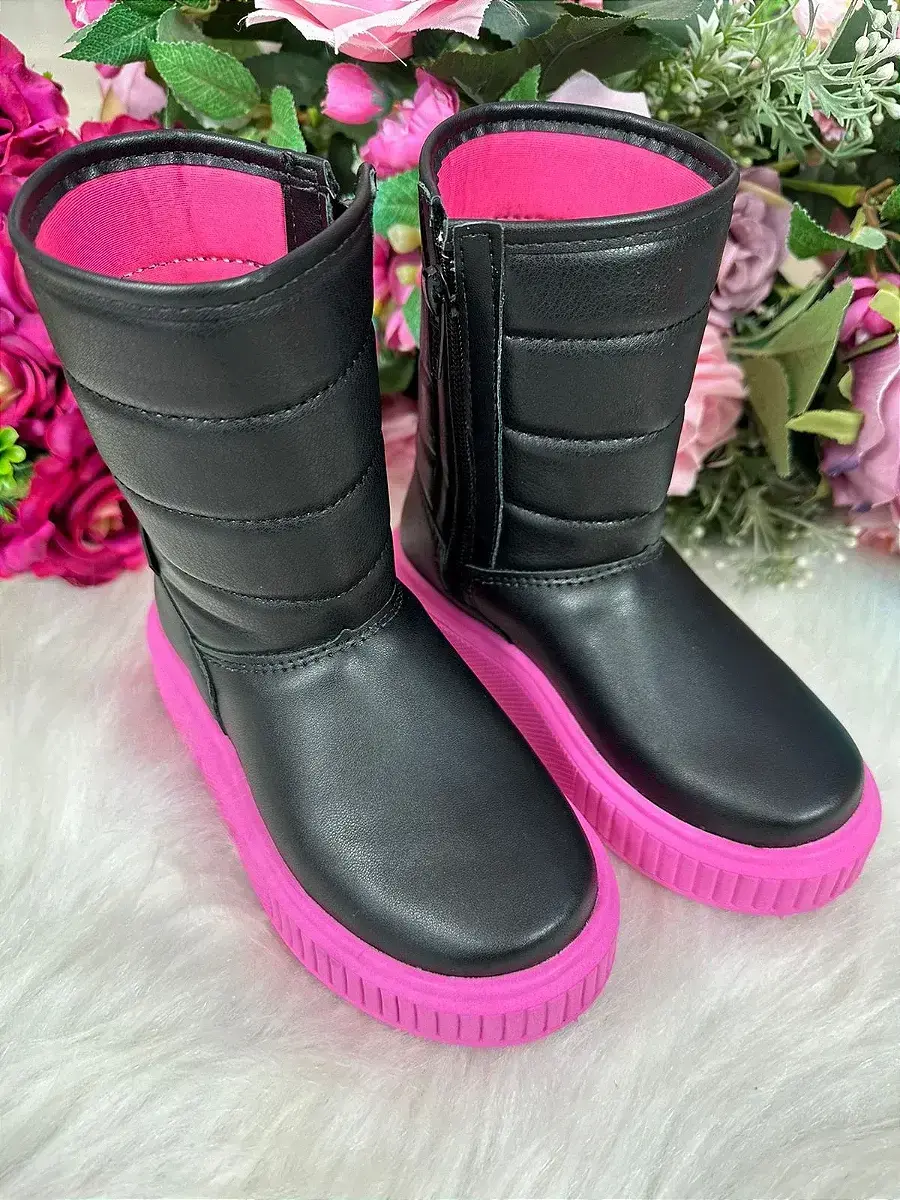 Bota nilqi puff preto pink, foto 6