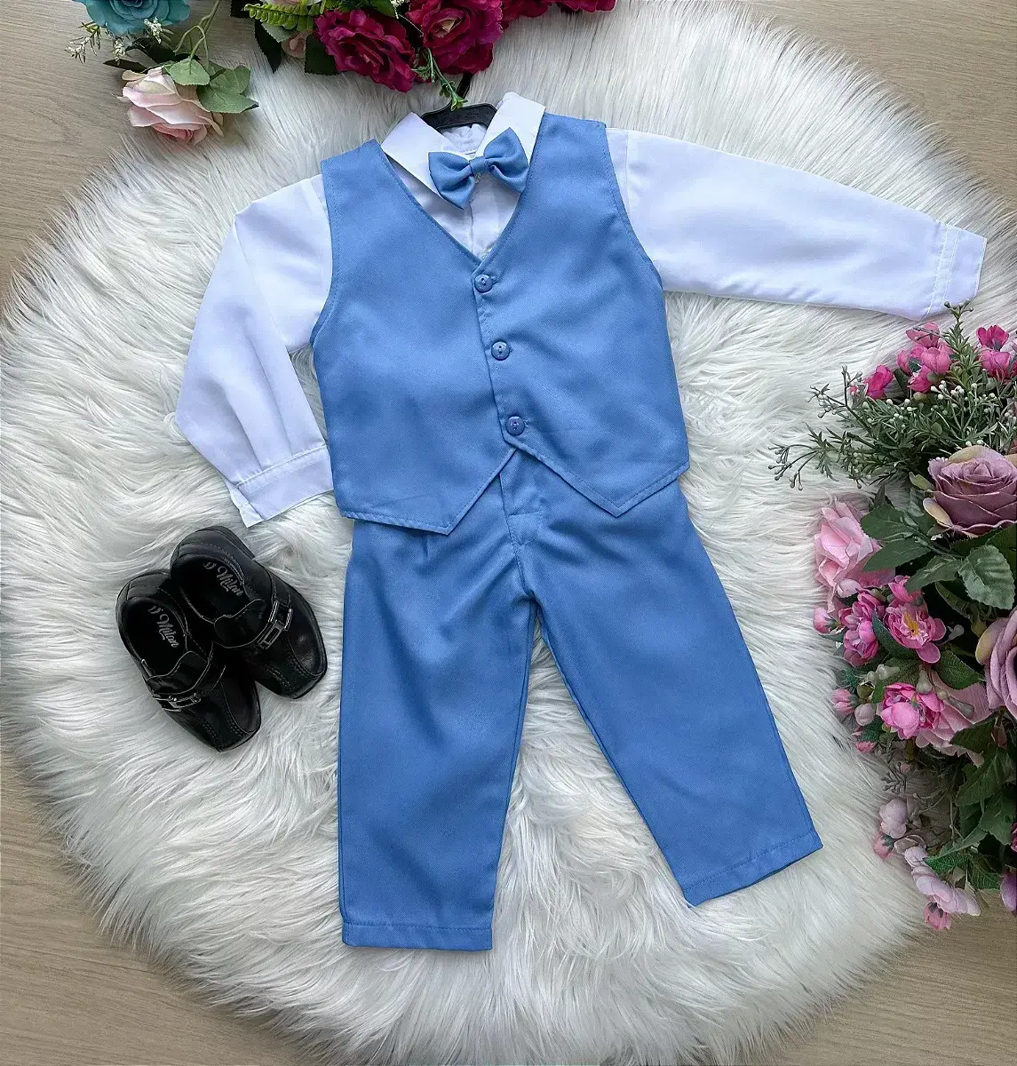 Conjunto social leonardo colete azul serenity