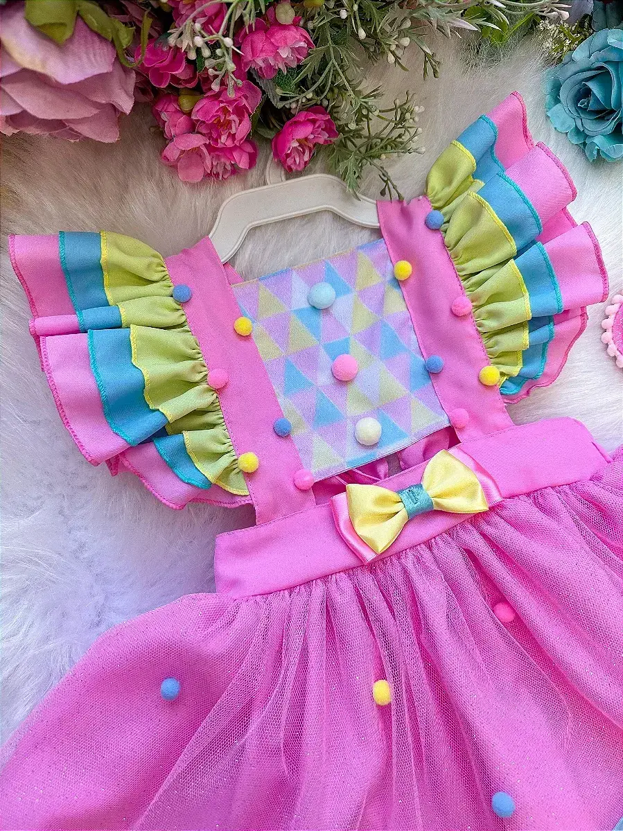 Vestido princesa circo doces doceria candy rosa, foto 2