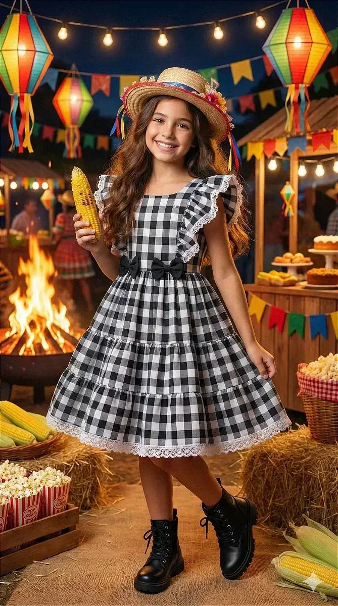 Vestido aline xadrez preto, foto 3