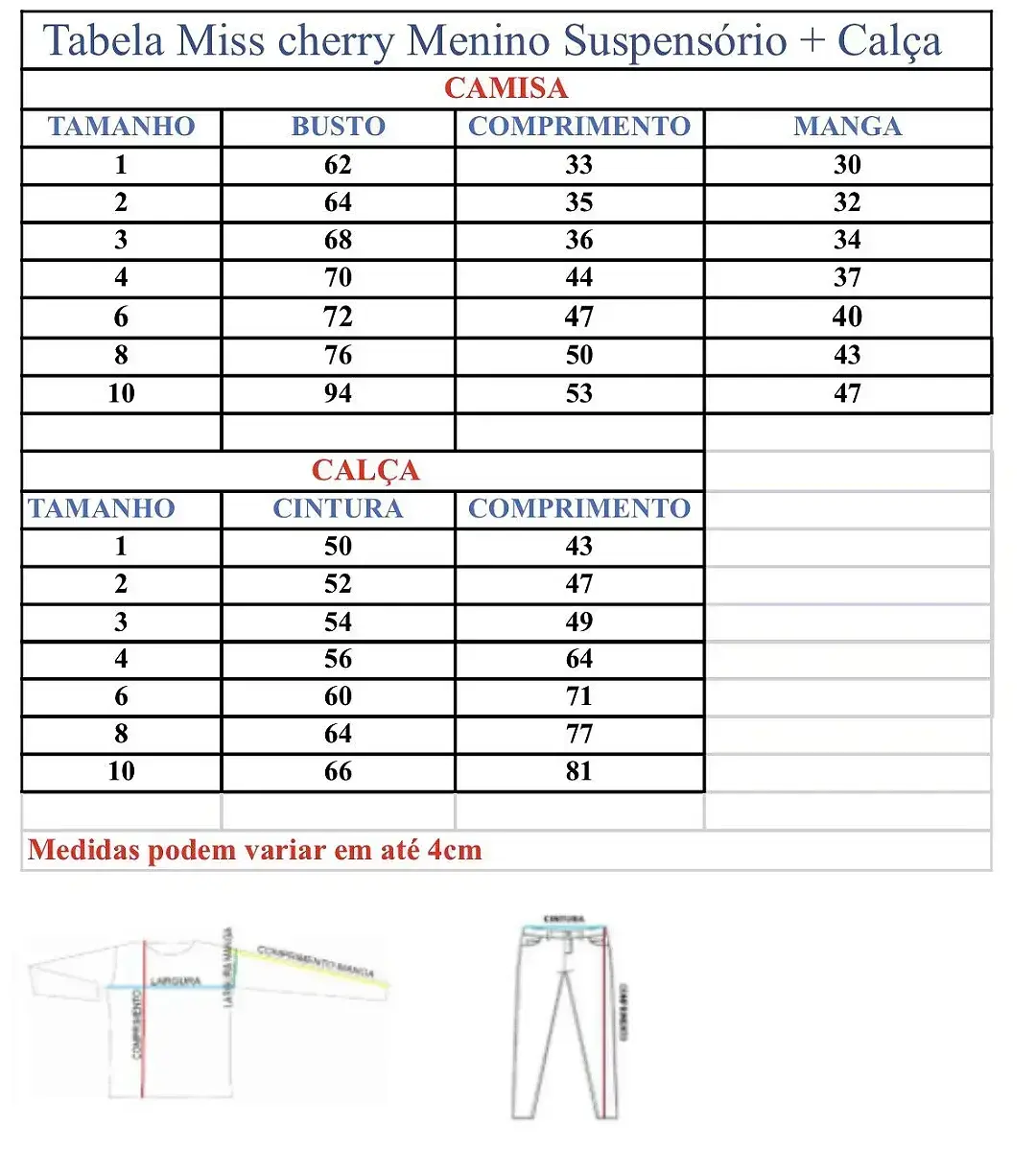 Guia de tamanhos