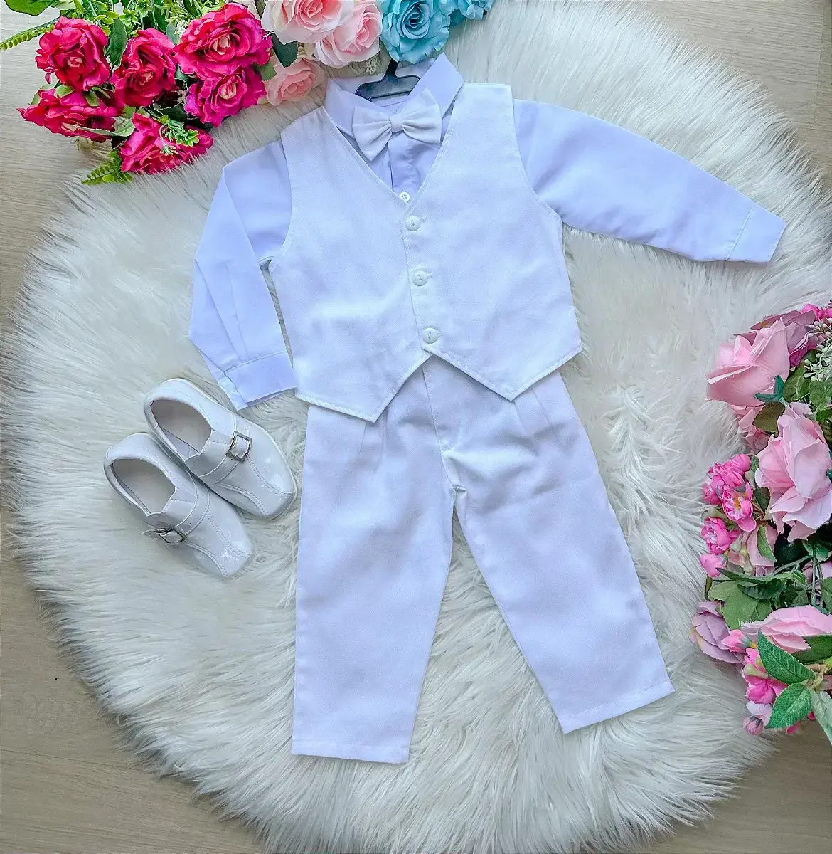 Conjunto social leonardo colete branco