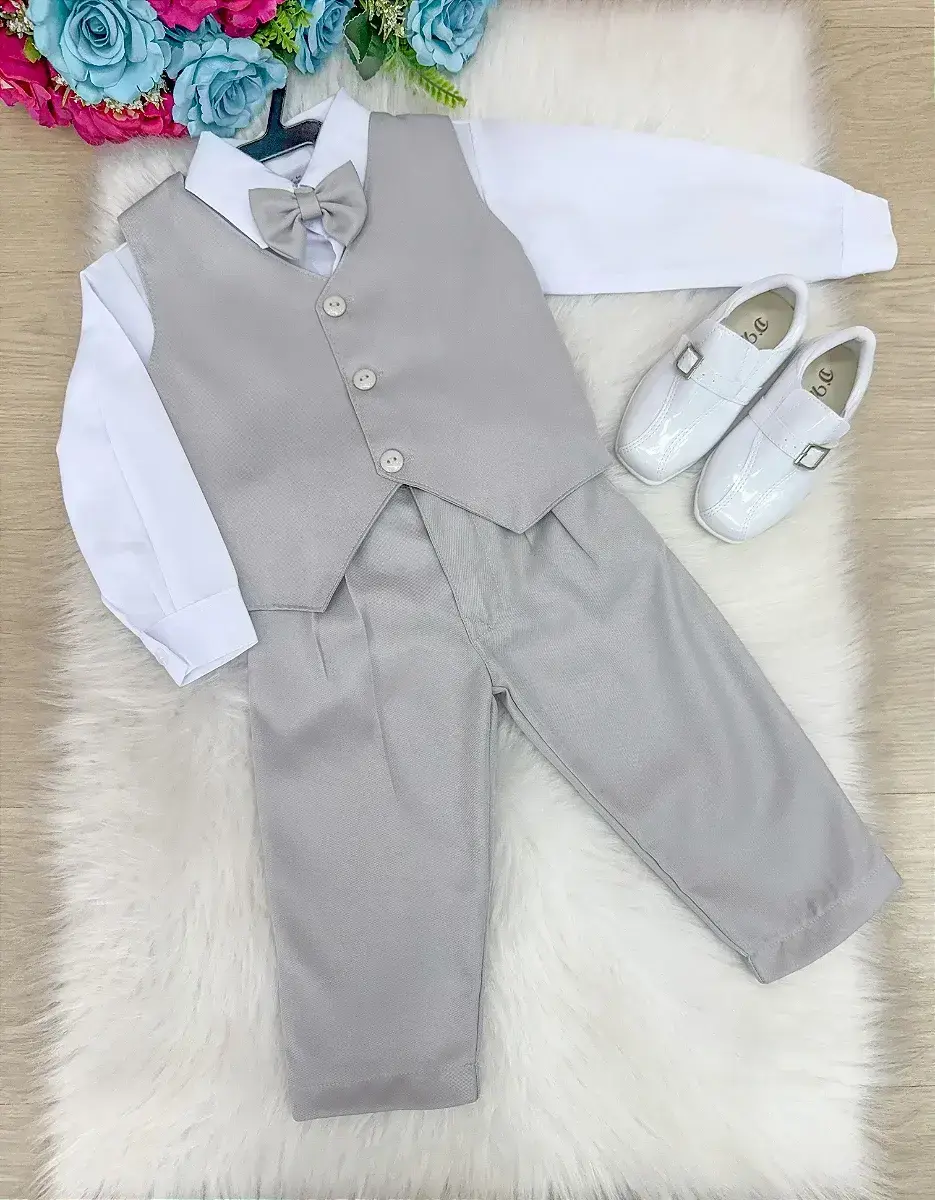 Conjunto social leonardo colete cinza claro