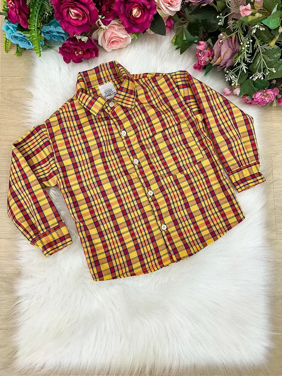 Camisa xadrez junina douglas amarelo
