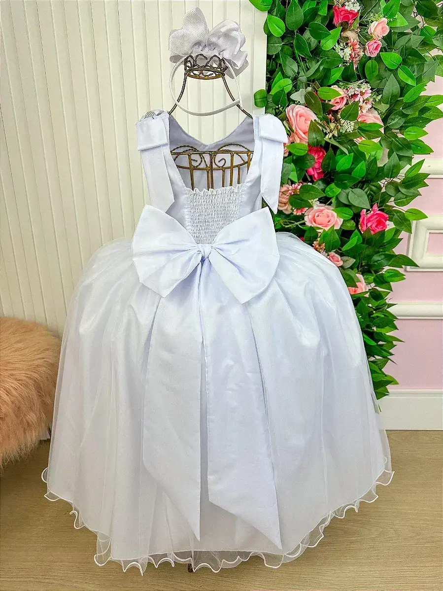 Vestido longo branco peito rendado, foto 8