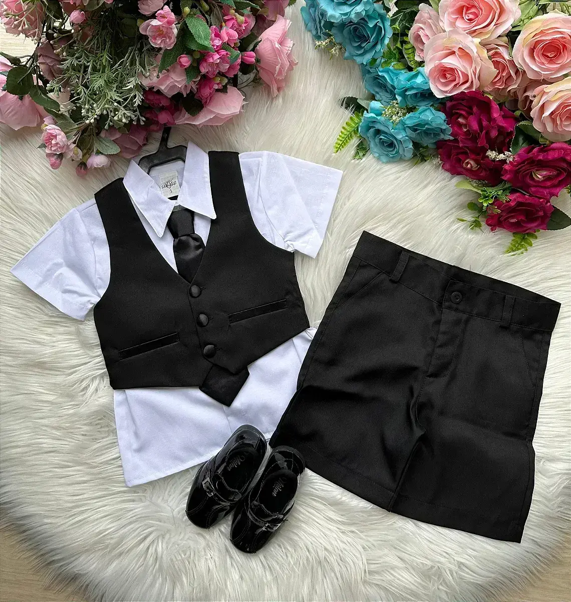 Conjunto social colete preto