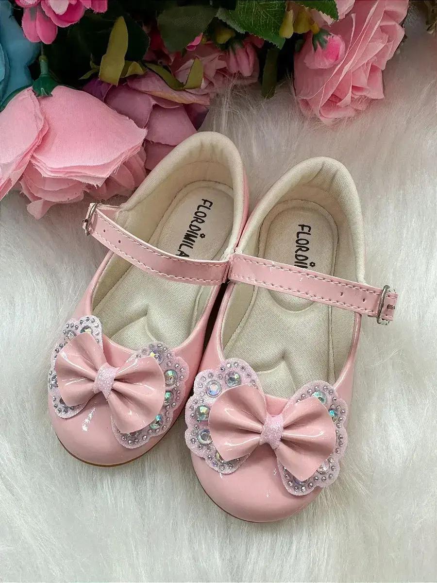 Sapatilha baby rosa lacinho strass, foto 5