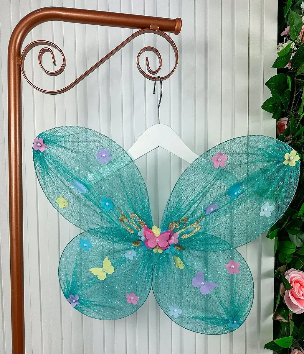 Asa de borboletas fadas verde tiffany