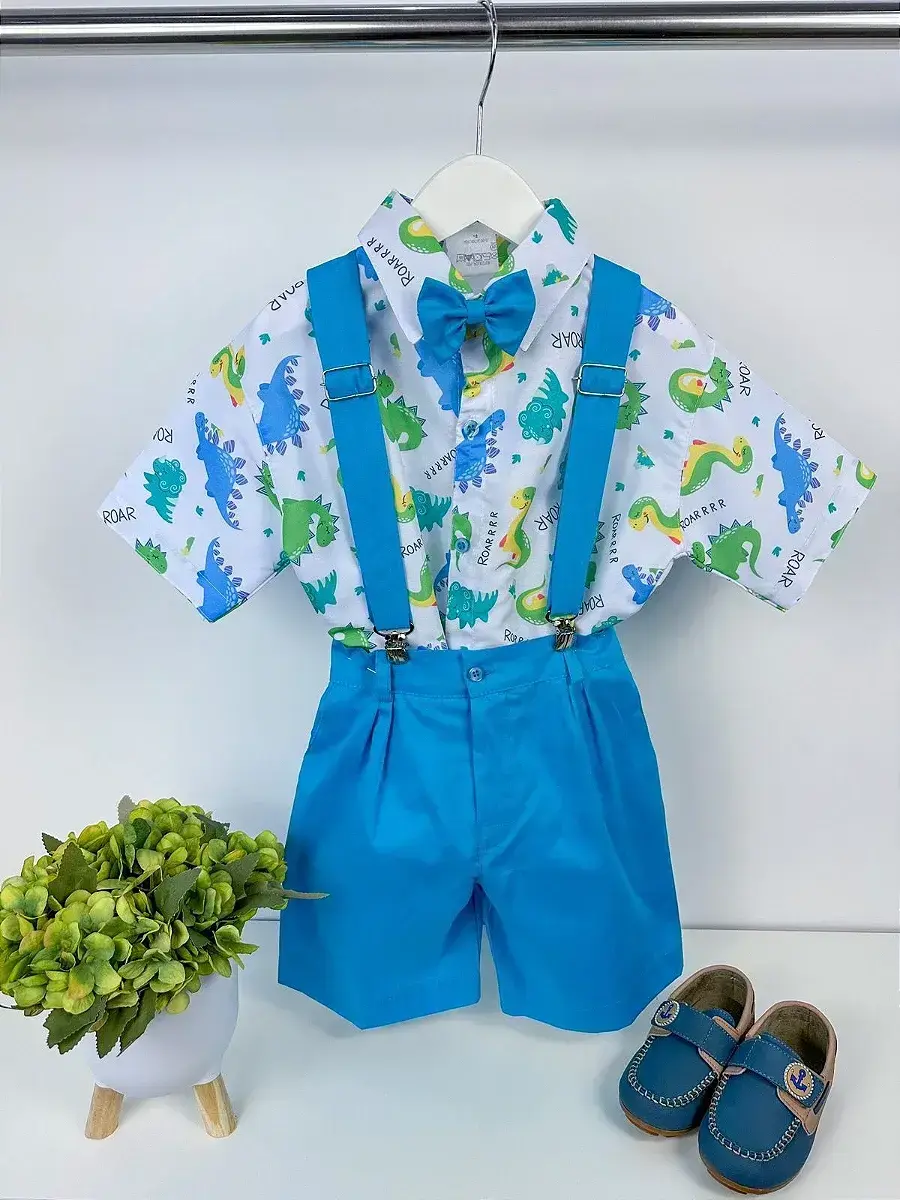 Conjunto festa Dinossauro azul